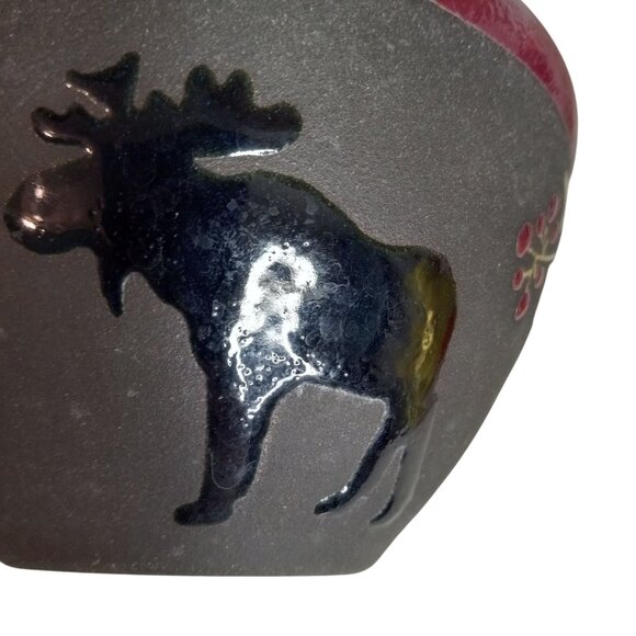 Boot Hill Pottery Bowl Moose Berry Design Serving Cereal Rustic Signed - Picture 4 of 8